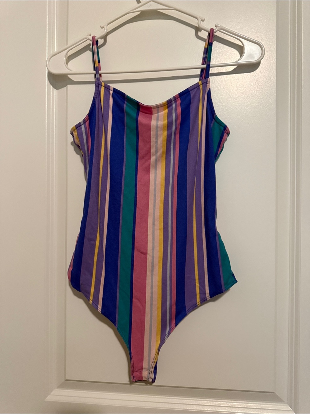 iris Multicolor Vertical Stripe Bodysuit - Purple, Pink, Blue, Green & Yellow